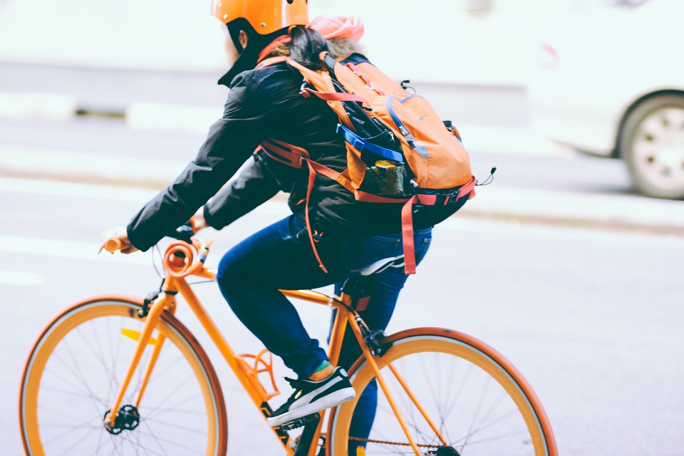 Man riding a bike.