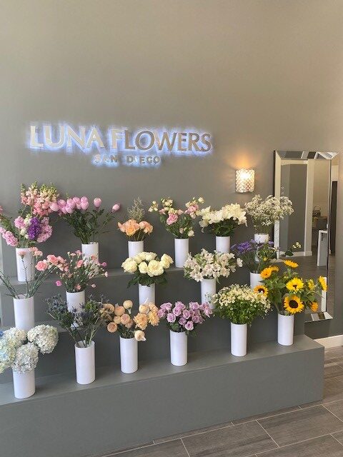 Inside lobby of Luna Flowers.