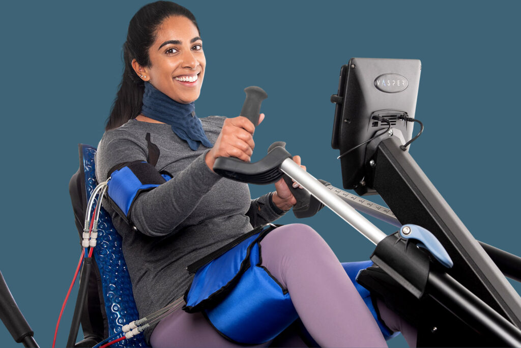 Woman training on Vasper machine.